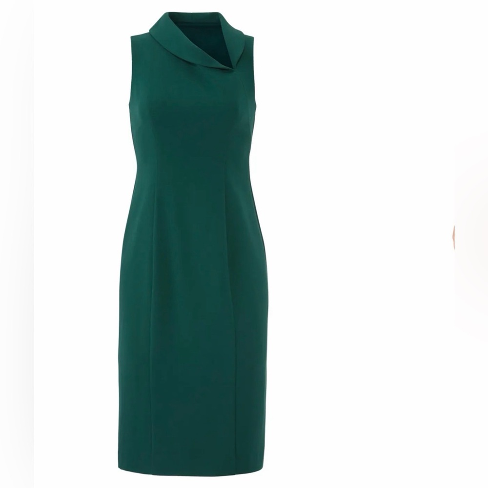 Black Halo Green Blaze Sheath Dress Size 6 Asym Neckline Crepe